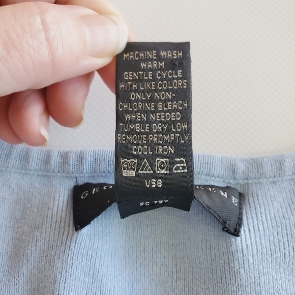 1057 * Geoffrey Beene V Neck Tank Baby Blue Size L Vintage - Picture 4 of 8